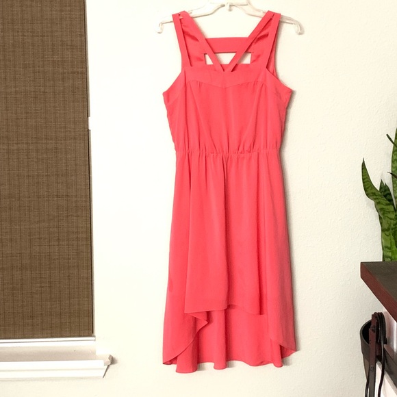 Gianni Bini Small Coral Pink High-Low Dress - Picture 2 of 3